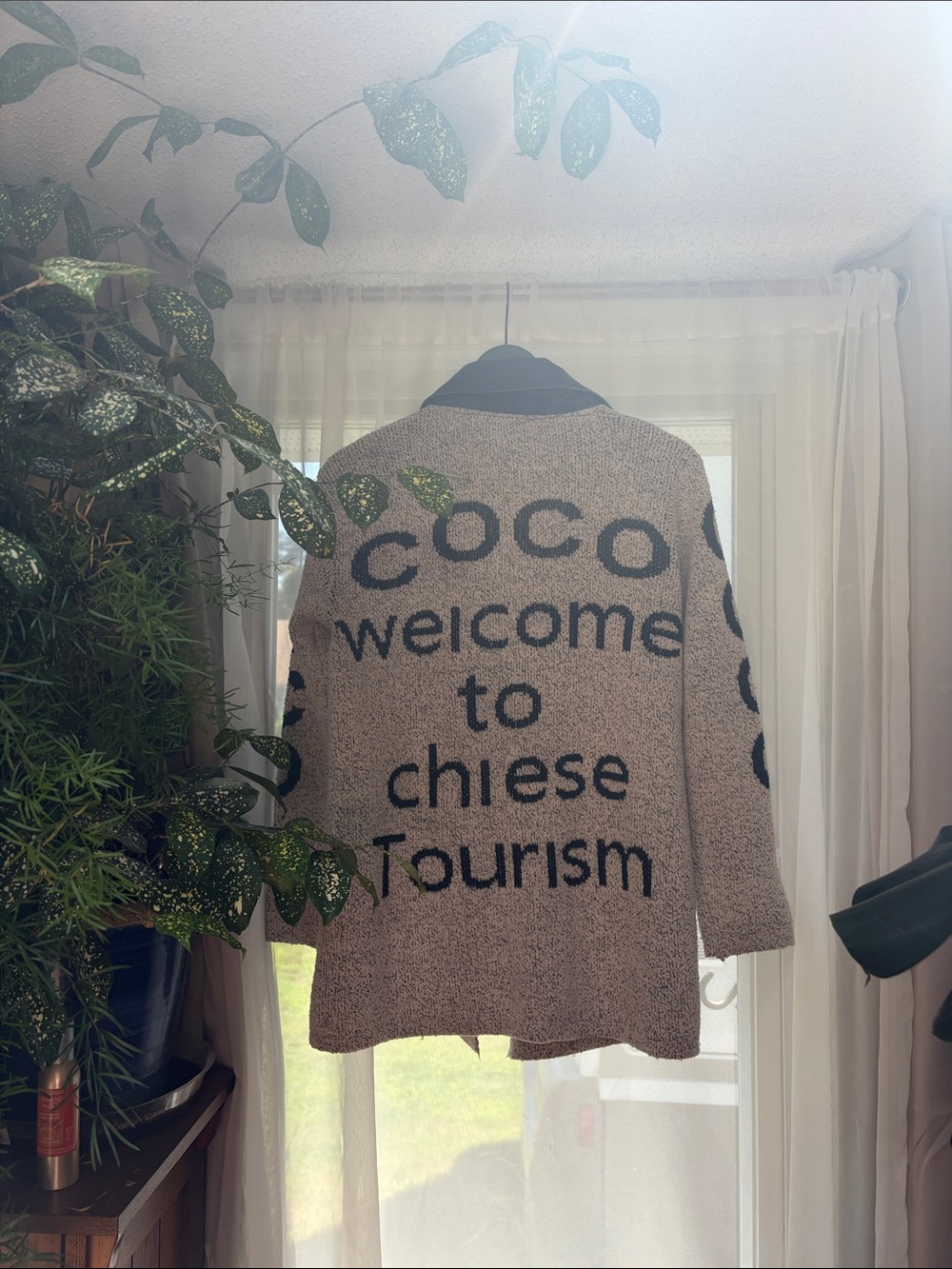 COCO Welcome to Chiese Tourism Beige Graphic Women's Sweater make offer